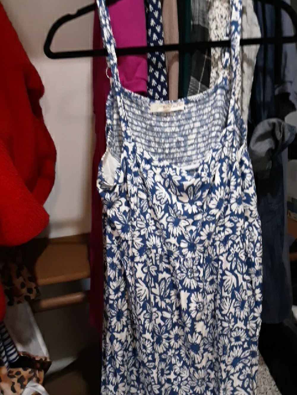 Blue and White Floral Smocked Sundress By Rewind Size XXL